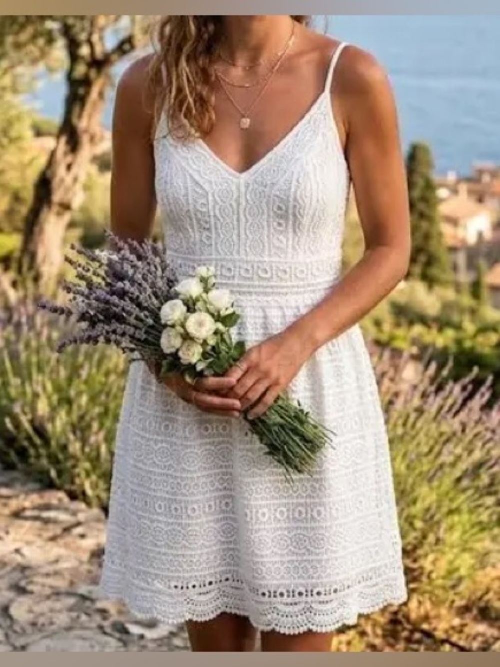 Abercrombie & Fitch white Lace V-Neck Spaghetti Strap Midi Dress size small